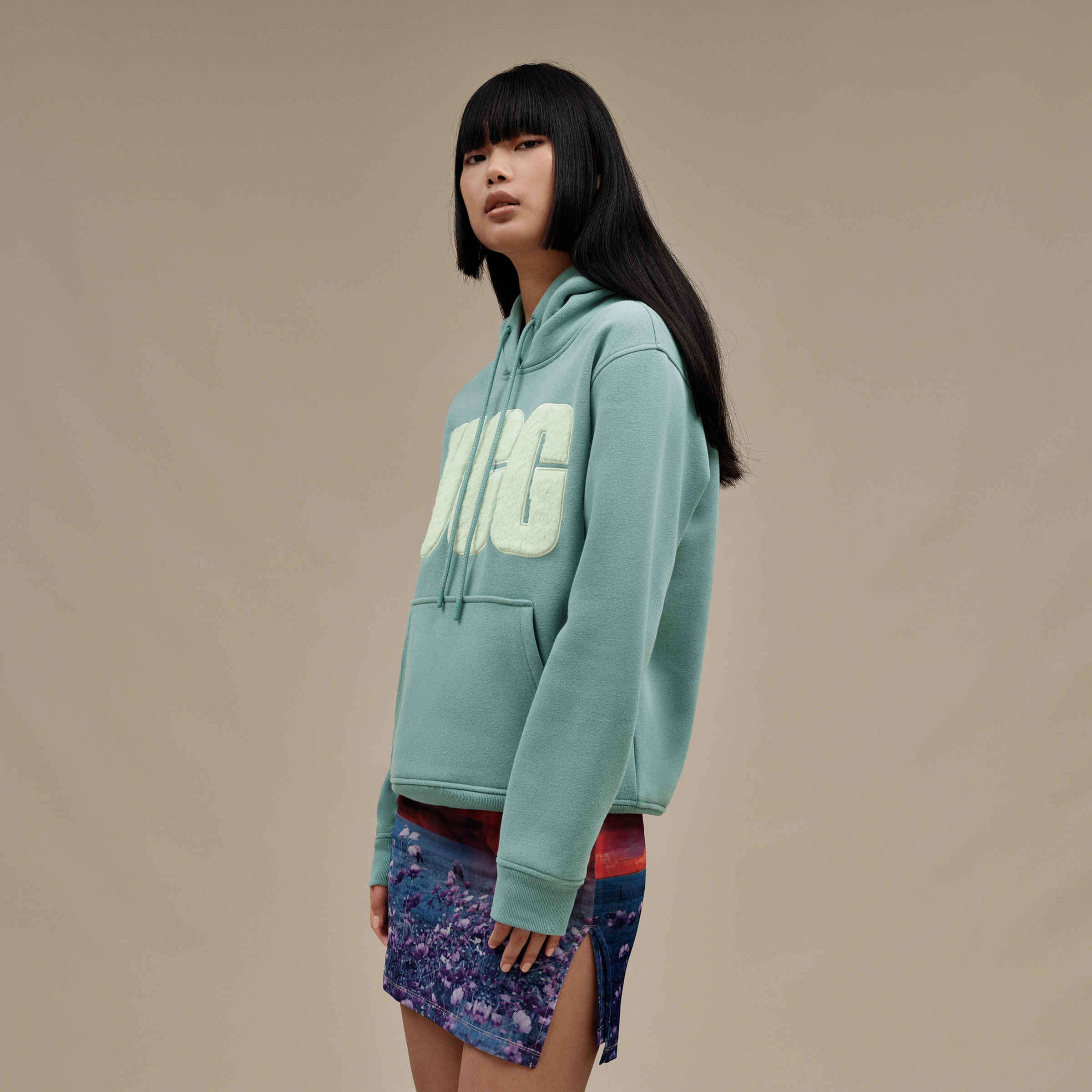 Rey Fuzzy Logo Hoodie | UGG